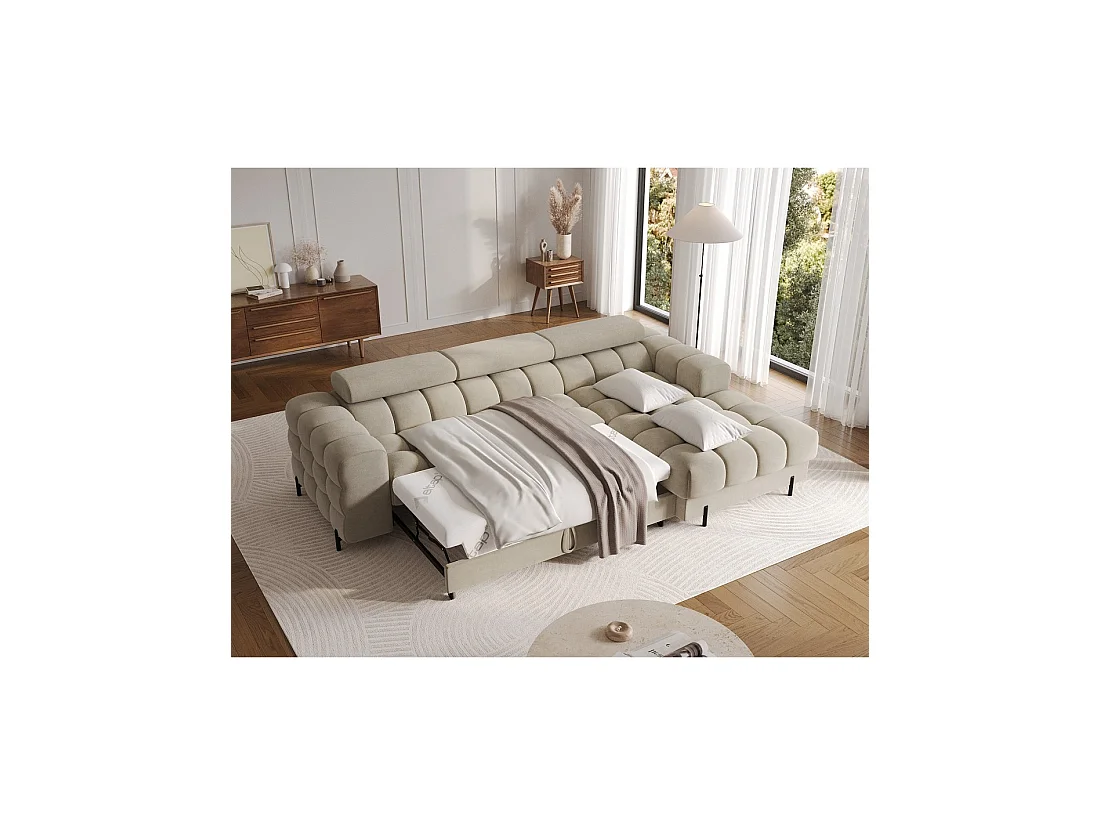 Canapé d'angle droit convertible Beige design élégant 285x99x181cm FILTRO