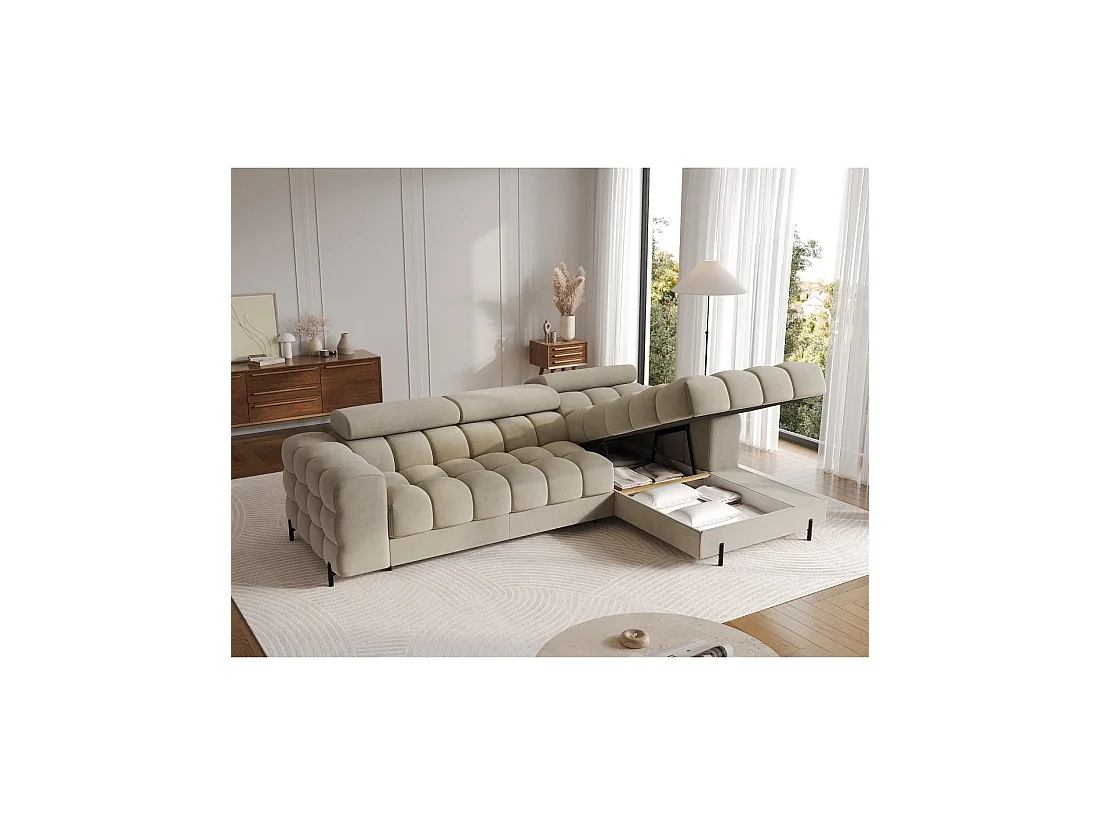 Canapé d'angle droit convertible Beige design élégant 285x99x181cm FILTRO