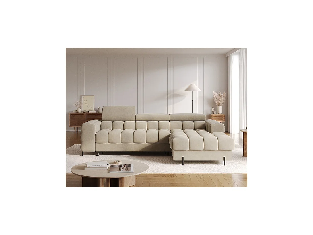Canapé d'angle droit convertible Beige design élégant 285x99x181cm FILTRO