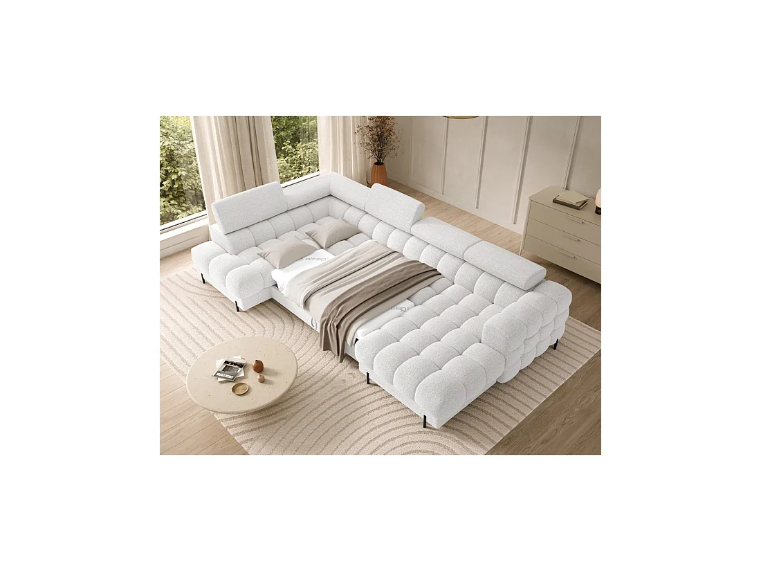 Canapé panoramique convertible Blanc angle gauche FERARIA 358x93x202cm
