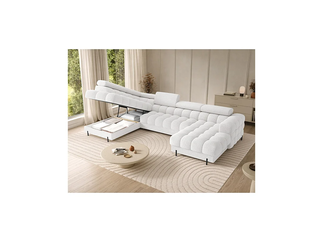 Canapé panoramique convertible Blanc angle gauche FERARIA 358x93x202cm