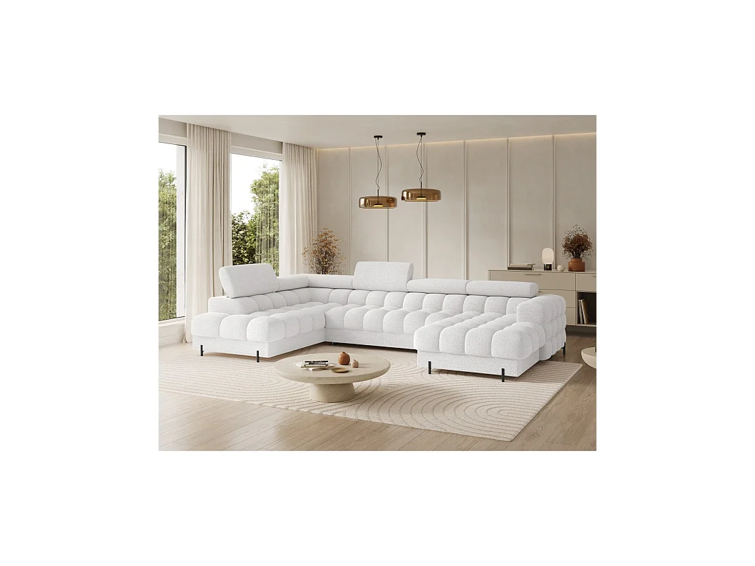 Canapé panoramique convertible Blanc angle gauche FERARIA 358x93x202cm
