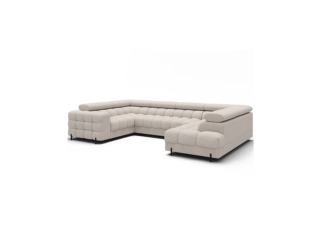 Canapé panoramique convertible FACTORY 3 places beige – angle droit avec coffre – version 5