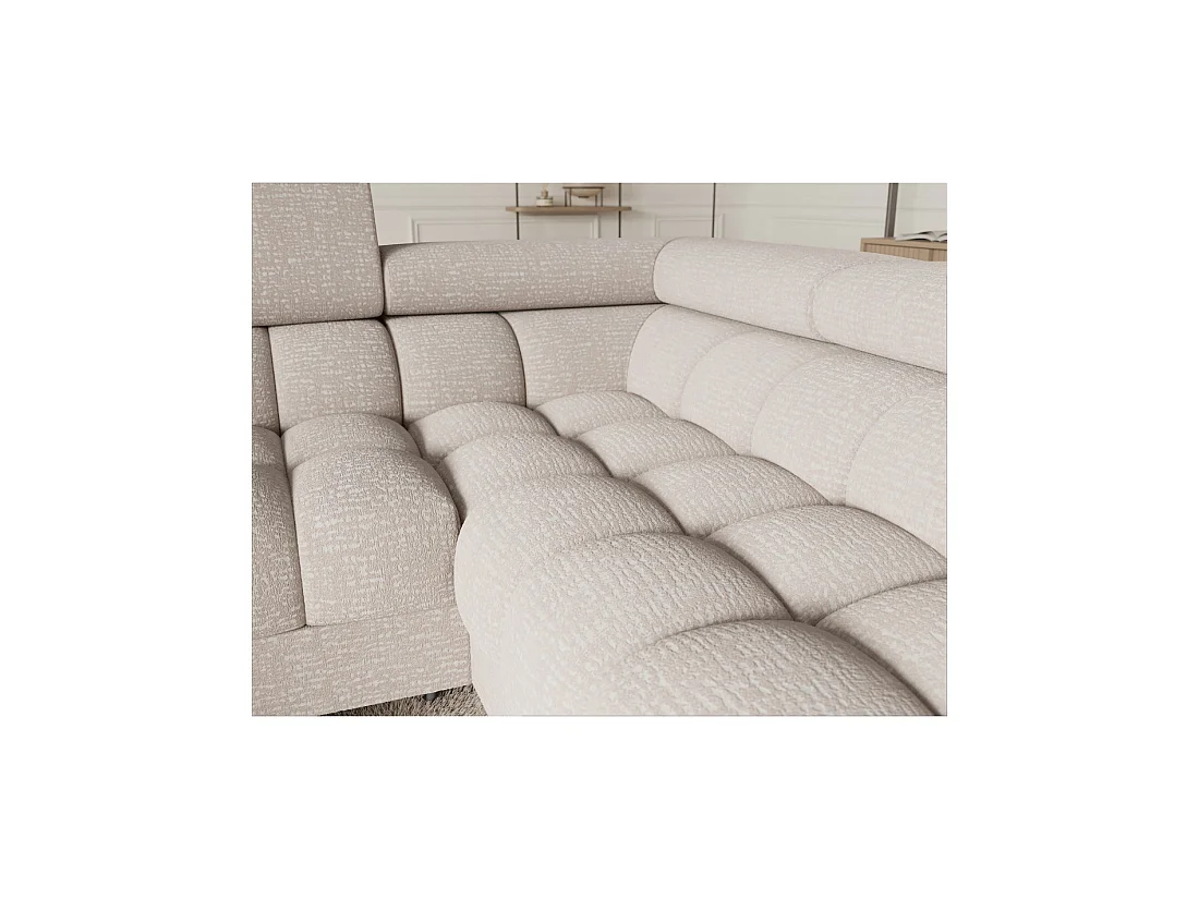 Canapé panoramique convertible FACTORY 3 places beige – angle droit avec coffre – version 5