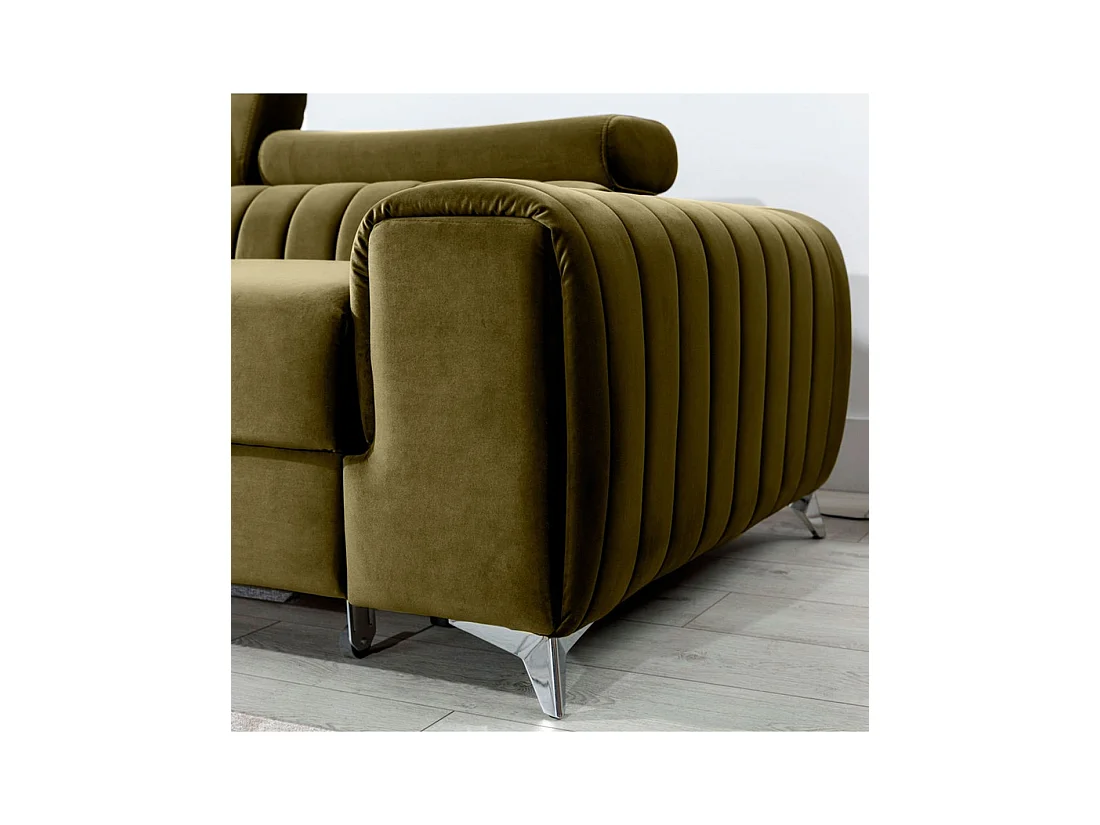 Canapé d'angle gauche Vert olive convertible 3 places JAYSON confort modulable