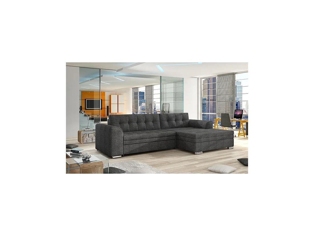 Canapé d'angle convertible CONFORTO 4 places gris foncé – angle droit
