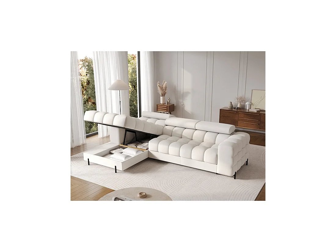 Canapé d'angle gauche convertible Blanc style épuré 285x99x181cm FILTRO