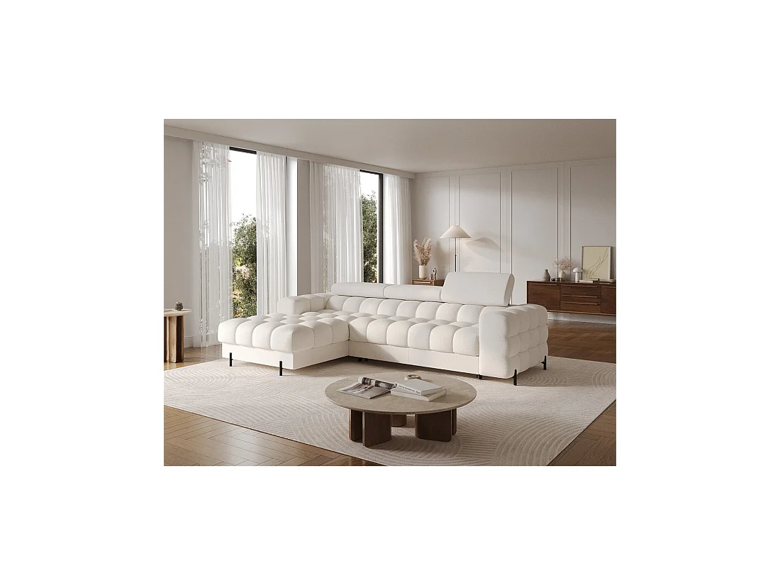 Canapé d'angle gauche convertible Blanc style épuré 285x99x181cm FILTRO