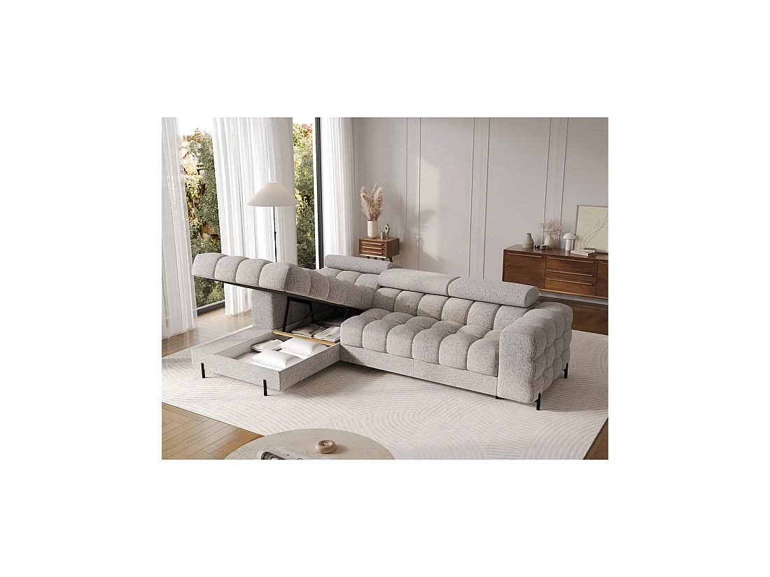 Sofá esquinero izquierdo convertible Gris jaspeado elegancia moderna 285x99x181cm FILTRO