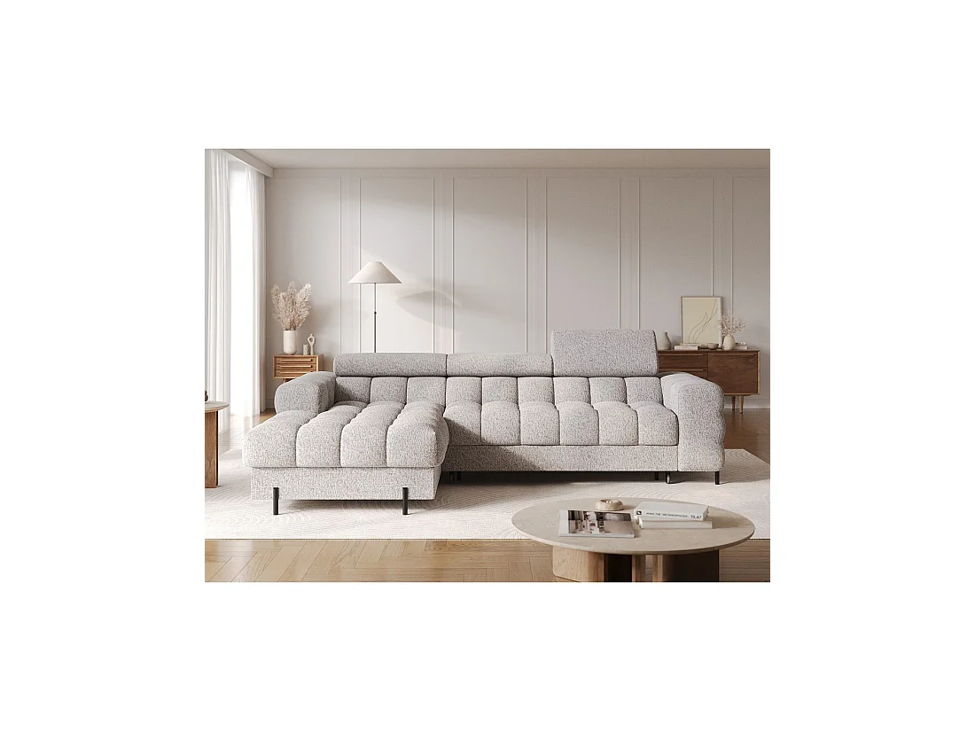 Sofá esquinero izquierdo convertible Gris jaspeado elegancia moderna 285x99x181cm FILTRO