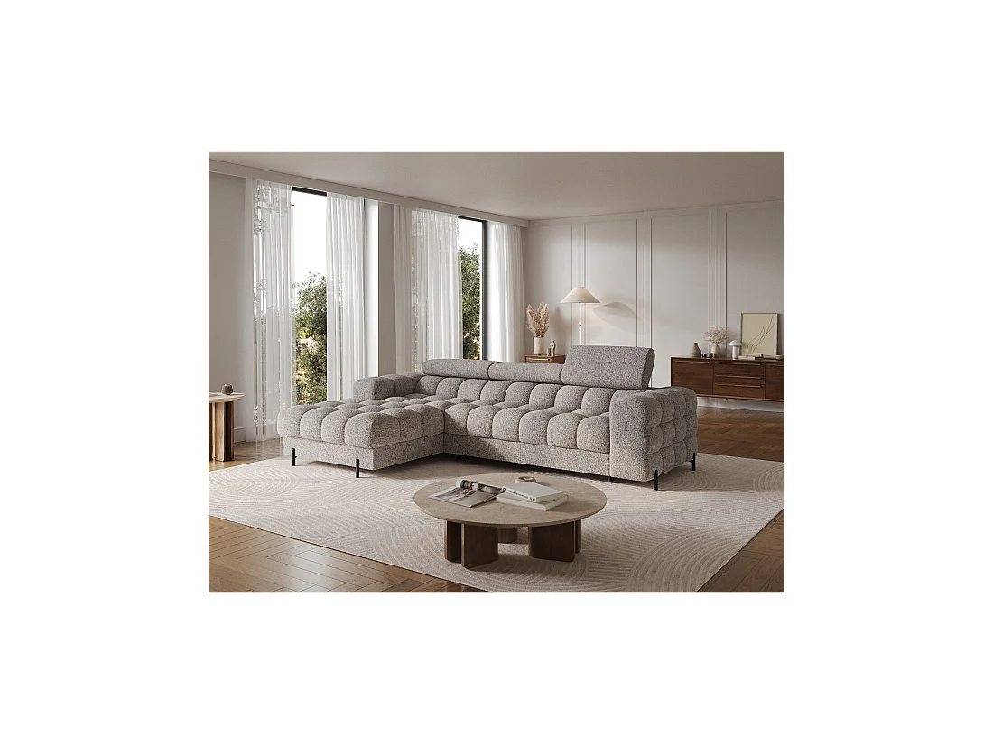 Sofá esquinero izquierdo convertible Gris jaspeado elegancia moderna 285x99x181cm FILTRO