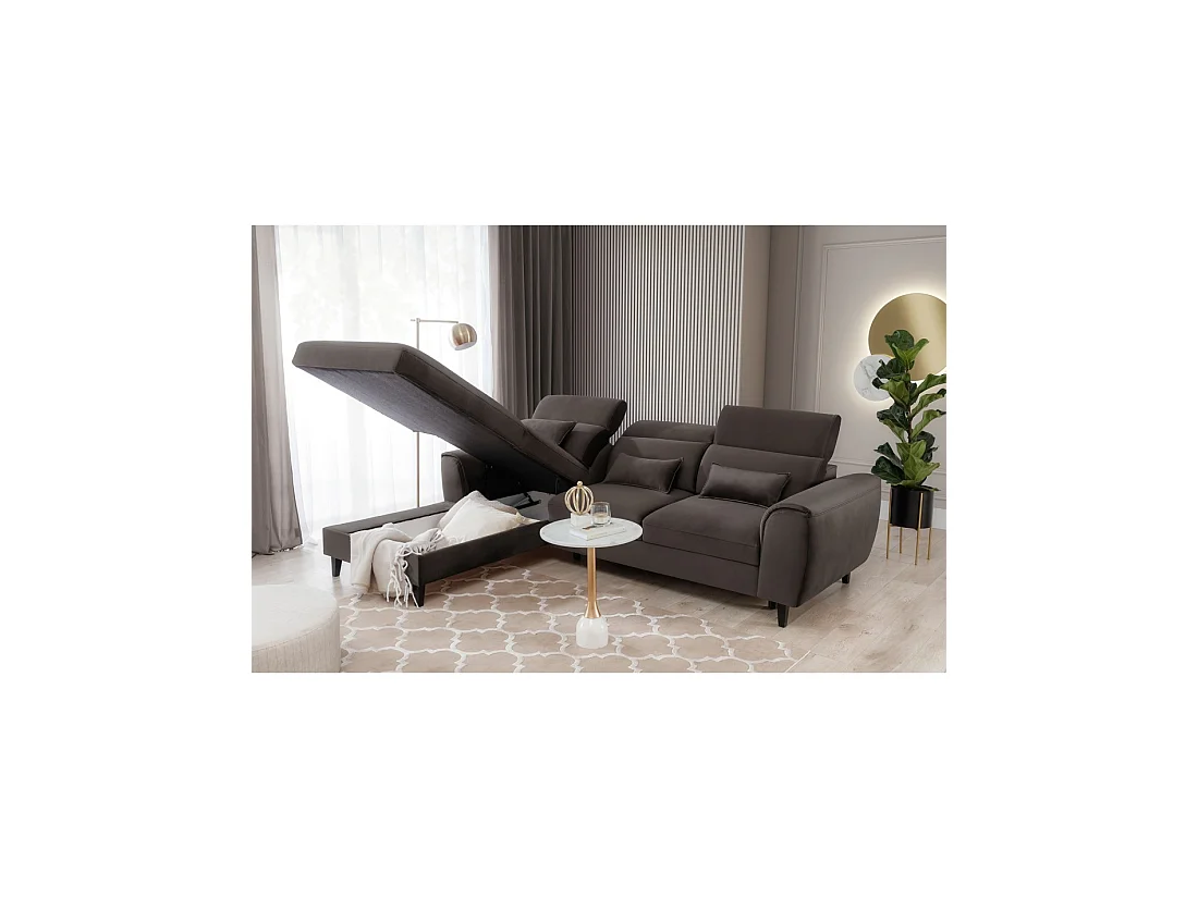 Canapé d'angle convertible chocolat angle gauche 4 places FABLE