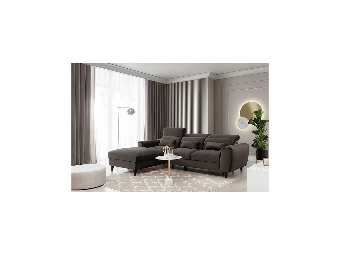 Canapé d'angle convertible chocolat angle gauche 4 places FABLE