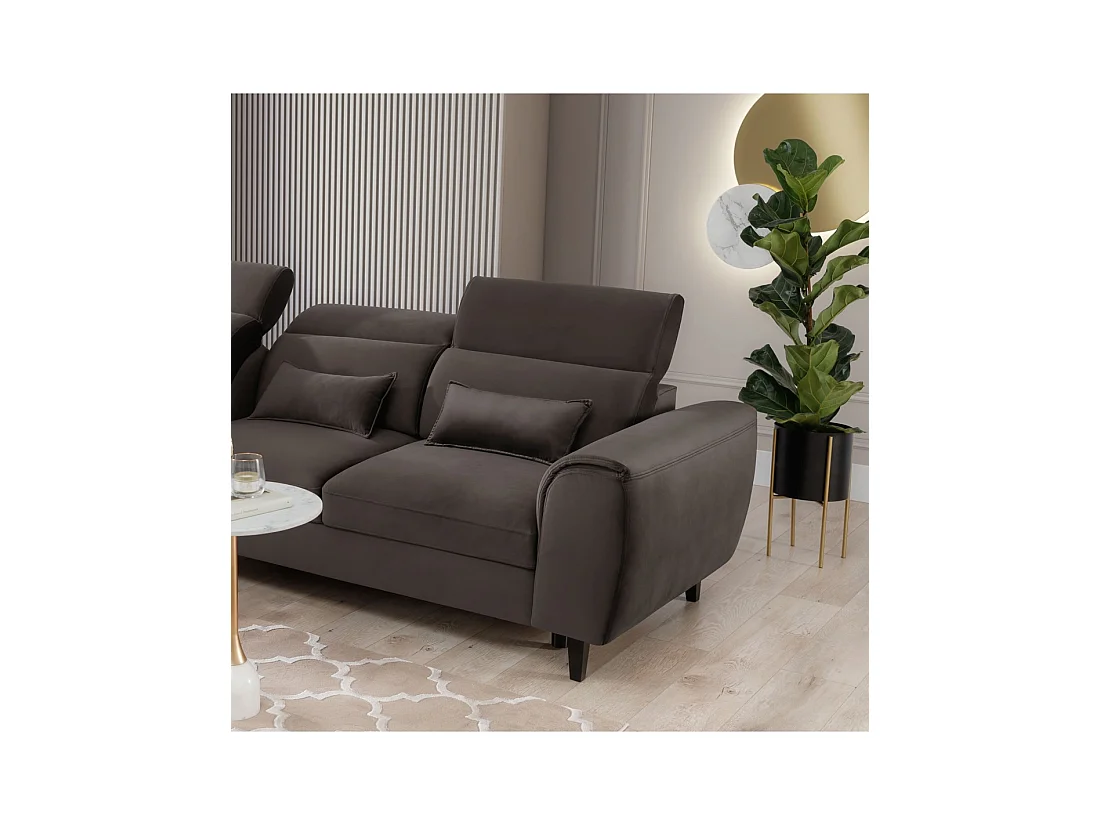 Canapé d'angle convertible chocolat angle gauche 4 places FABLE