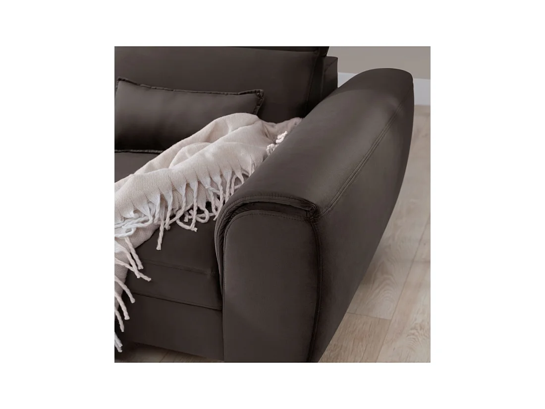 Canapé d'angle convertible chocolat angle gauche 4 places FABLE
