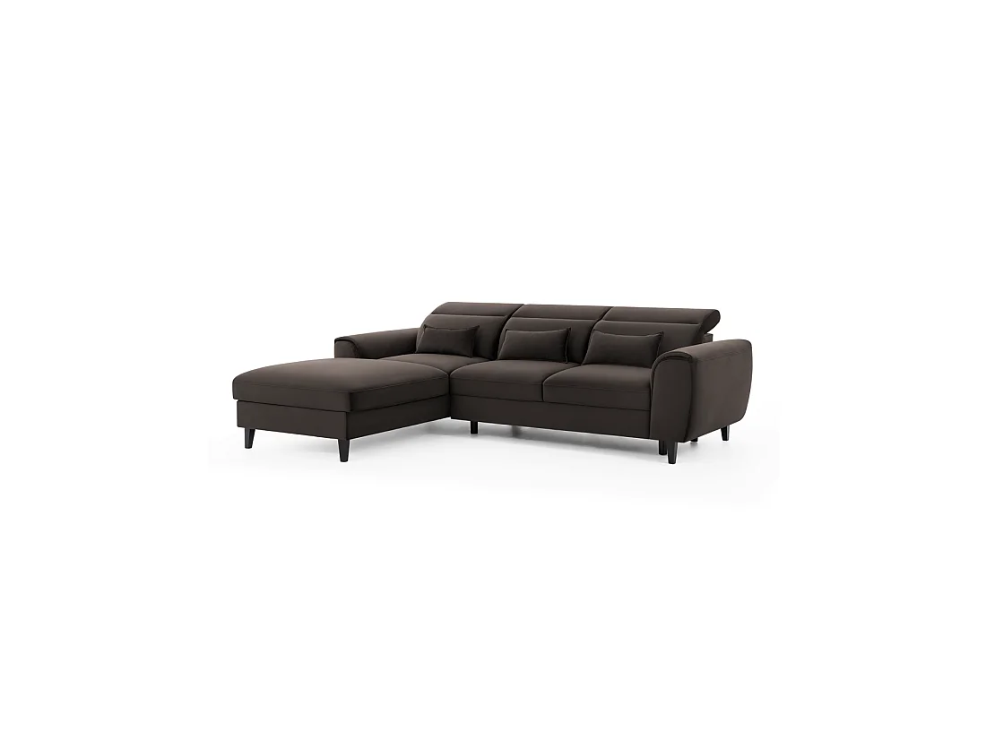 Canapé d'angle convertible chocolat angle gauche 4 places FABLE
