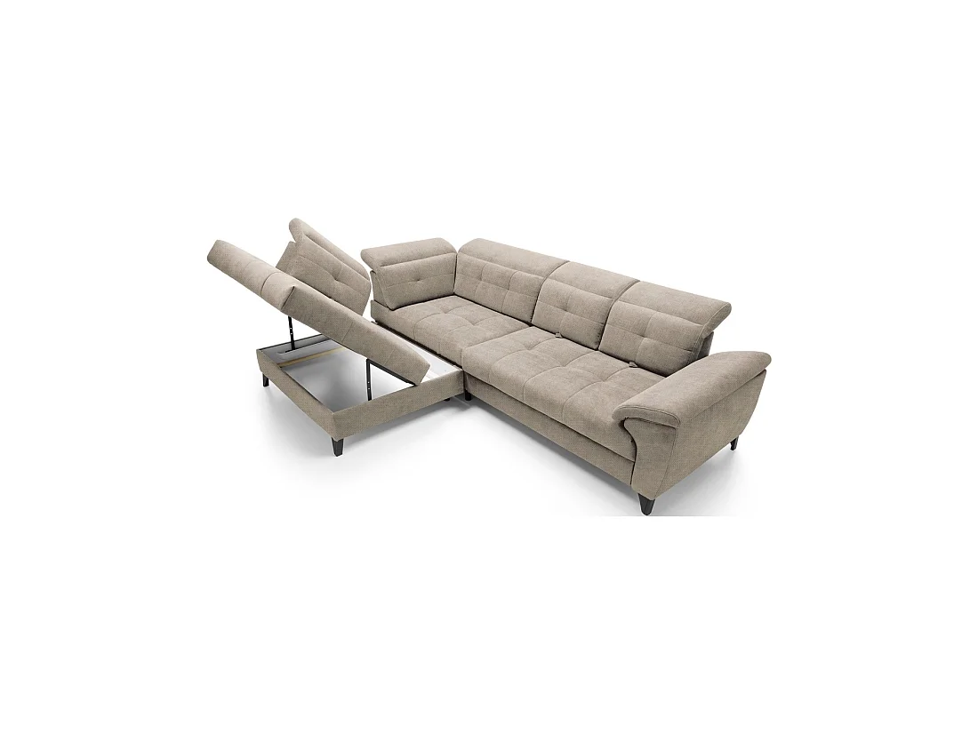 Canapé d'angle Beige 5 places angle gauche ressorts ondulés INFERNO