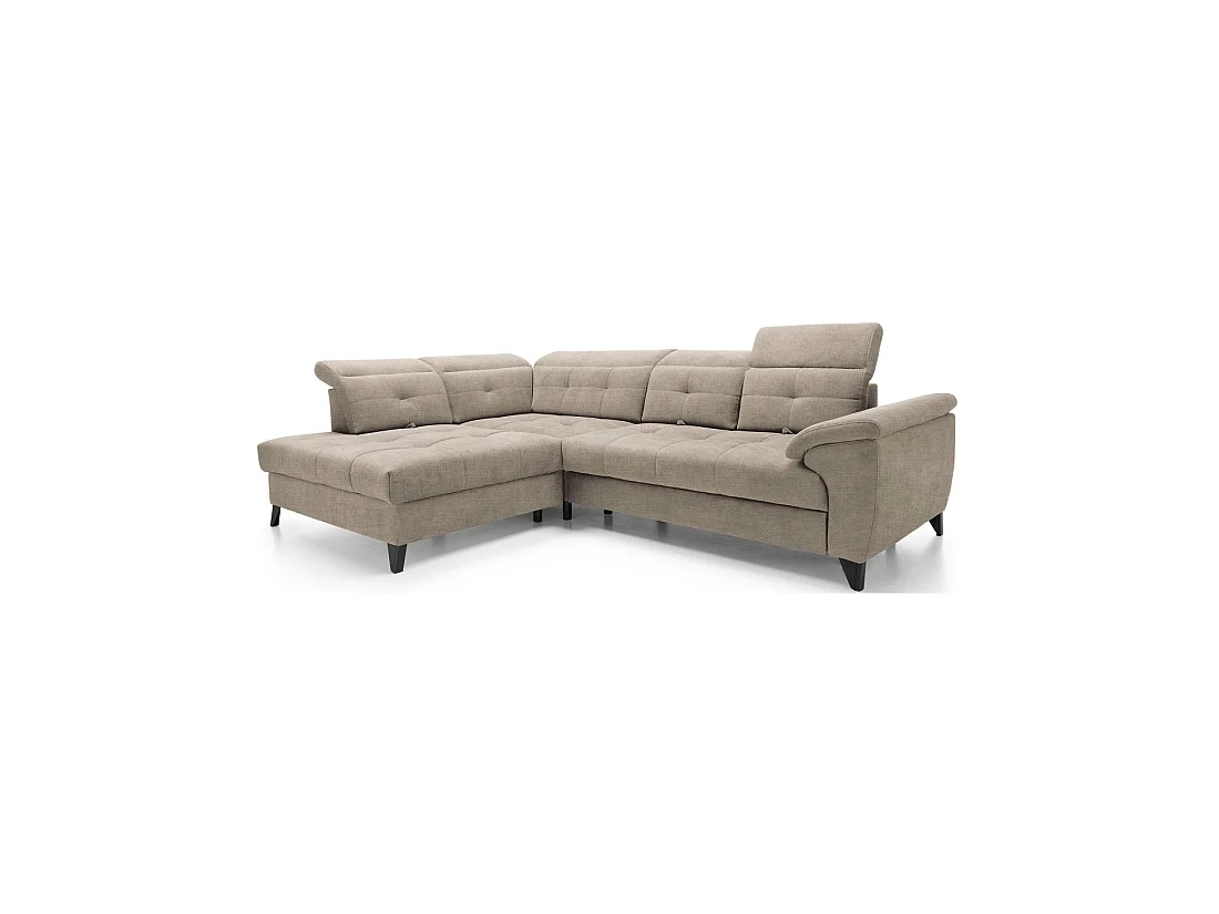 Canapé d'angle Beige 5 places angle gauche ressorts ondulés INFERNO