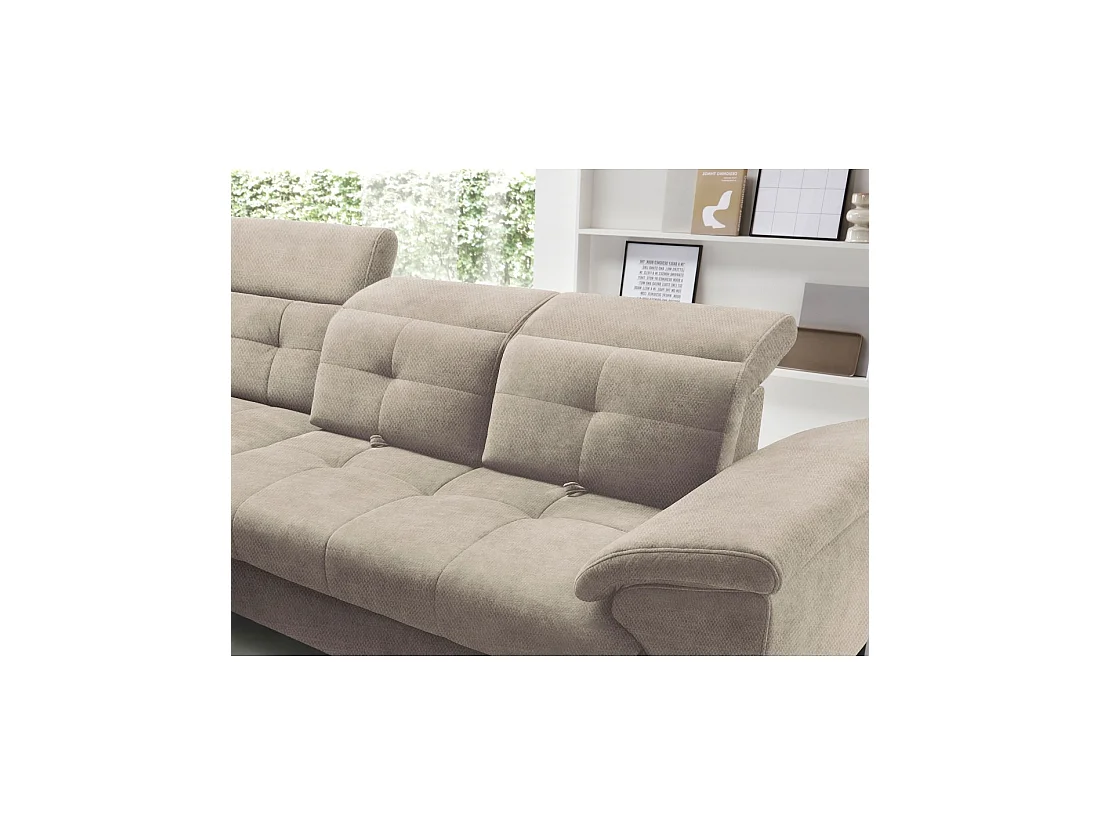 Canapé d'angle Beige 5 places angle gauche ressorts ondulés INFERNO