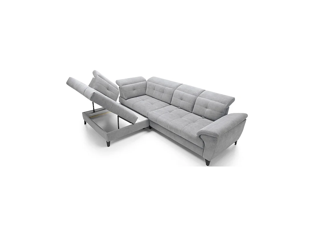 Canapé d'angle Gris 5 places angle gauche couchage 128x225cm INFERNO
