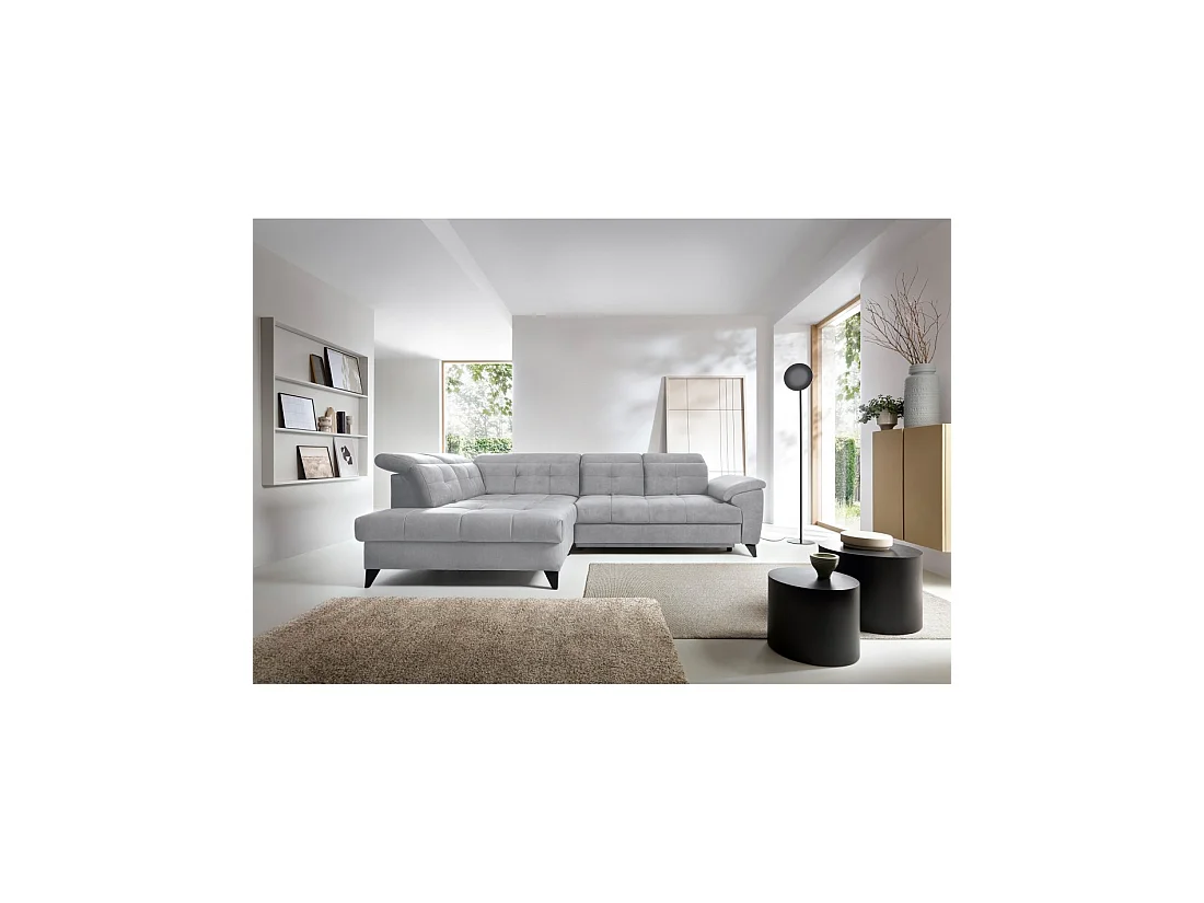 Canapé d'angle Gris 5 places angle gauche couchage 128x225cm INFERNO
