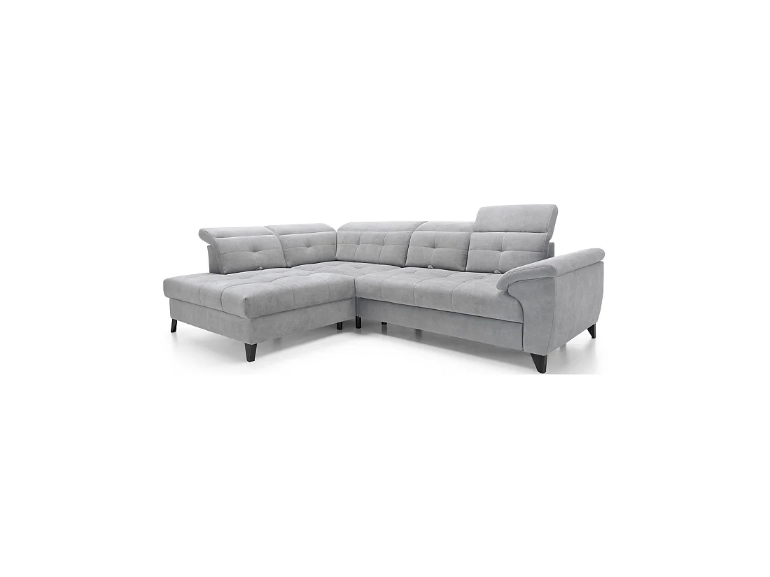 Canapé d'angle Gris 5 places angle gauche couchage 128x225cm INFERNO