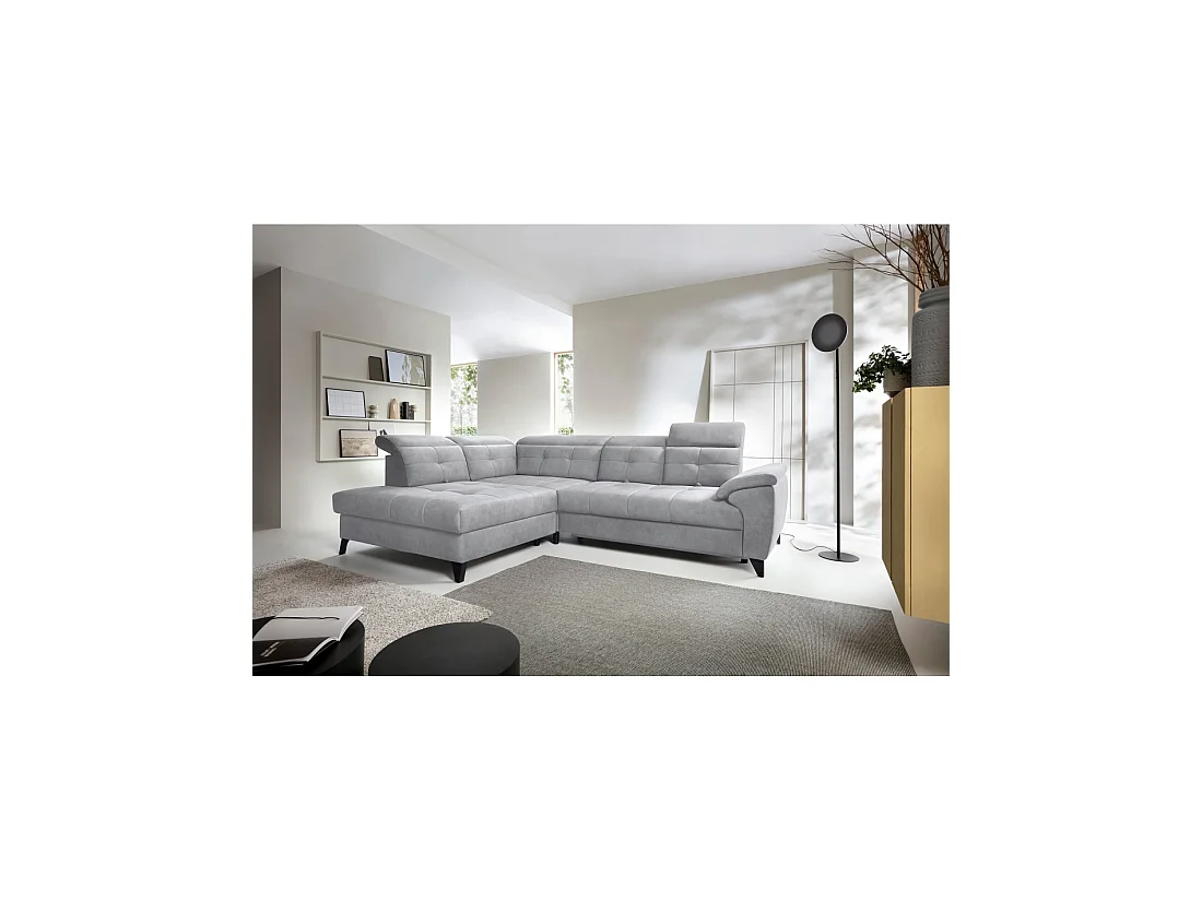 Canapé d'angle Gris 5 places angle gauche couchage 128x225cm INFERNO