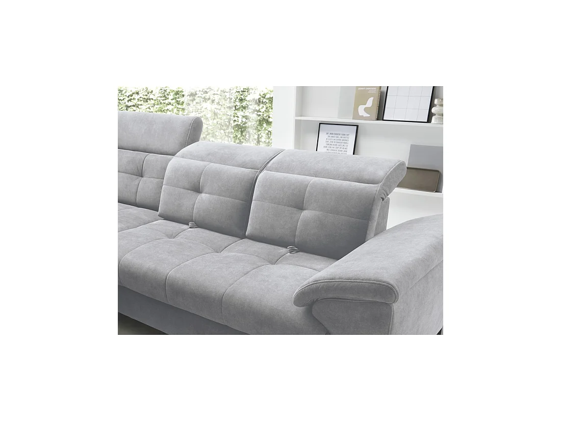 Canapé d'angle Gris 5 places angle gauche couchage 128x225cm INFERNO