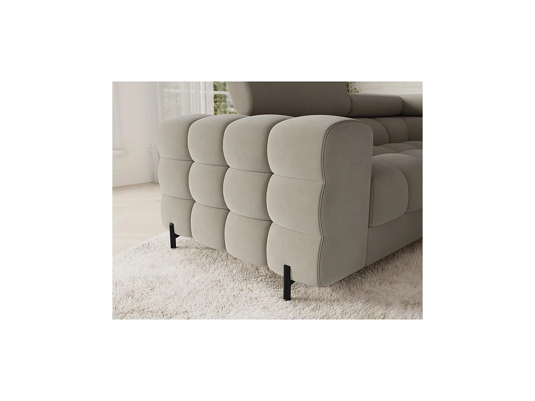 Canapé panoramique convertible FACTORY 3 places beige – angle droit avec coffre