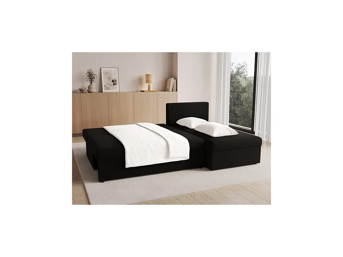 Hoekbank Zwart 3-zits met universele chaise longue 206x90x146cm GINA