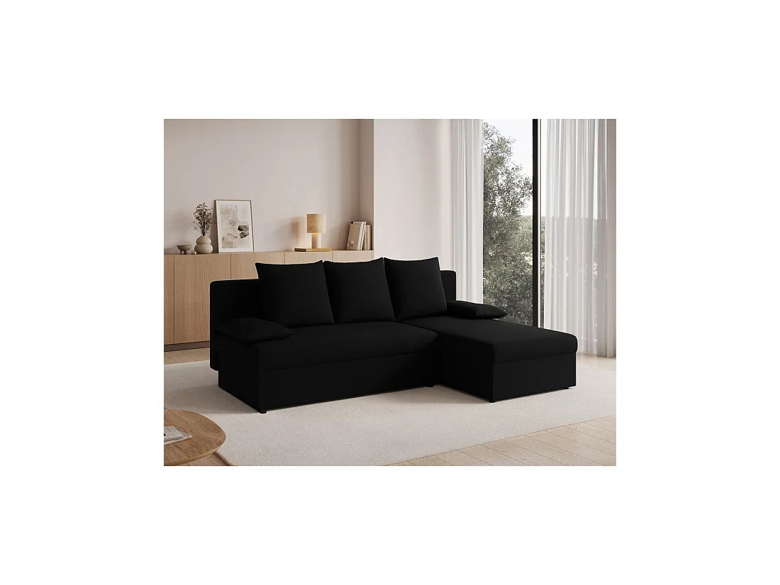 Hoekbank Zwart 3-zits met universele chaise longue 206x90x146cm GINA