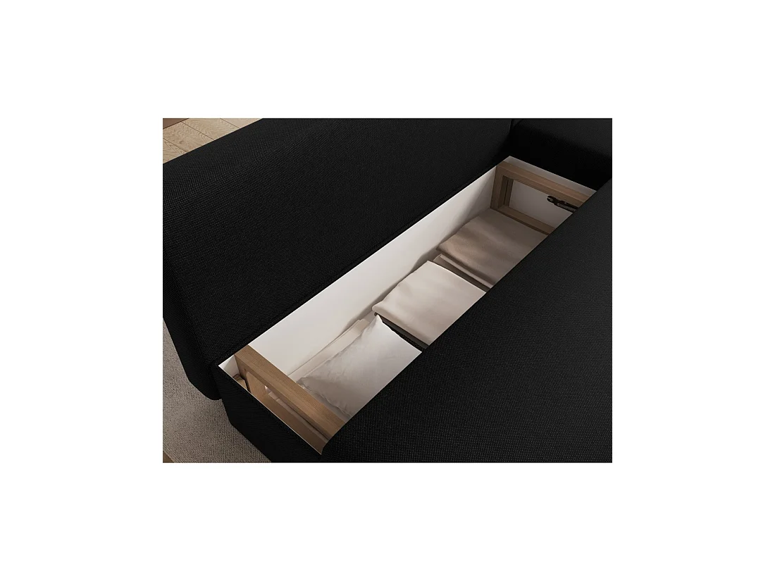 Hoekbank Zwart 3-zits met universele chaise longue 206x90x146cm GINA