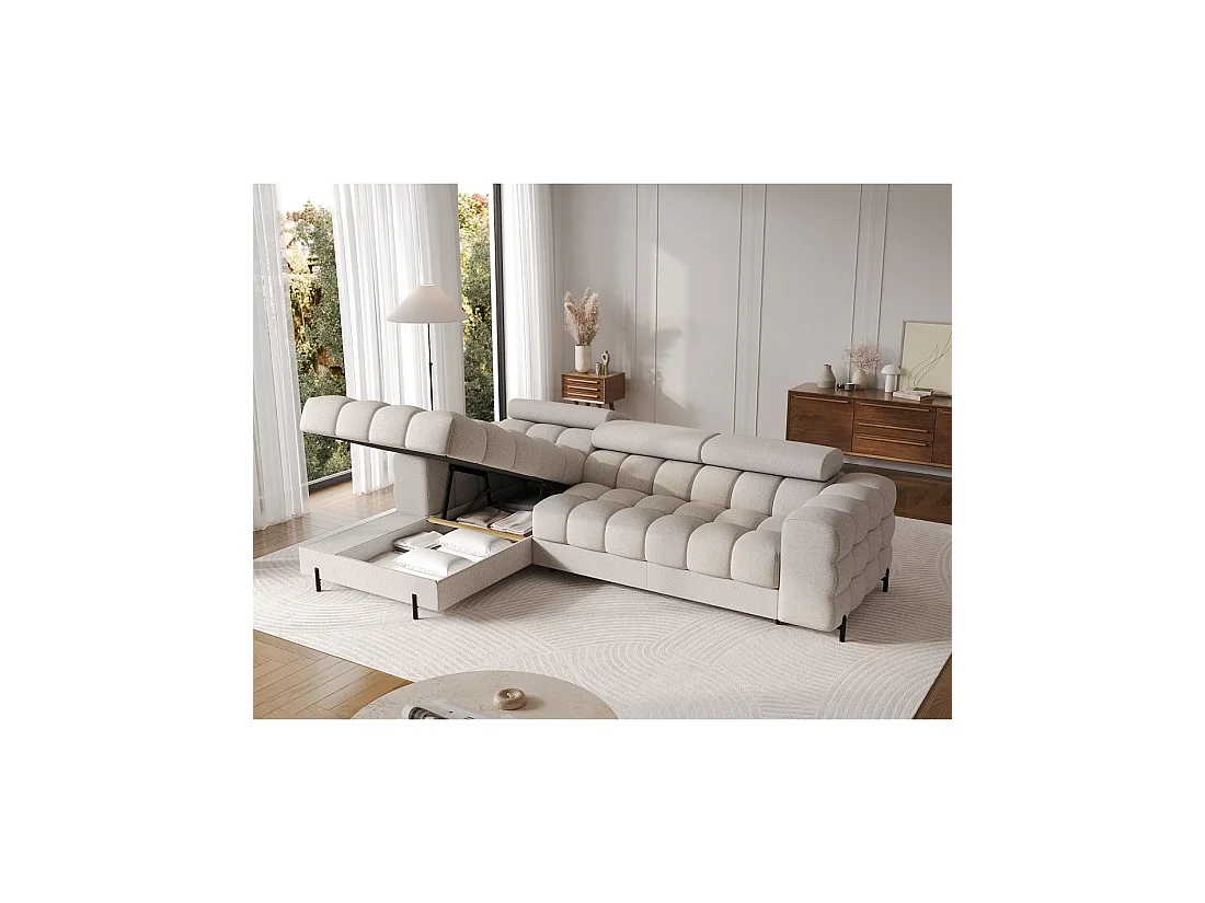 Canapé d'angle gauche convertible Beige allure contemporaine 285x99x181cm FILTRO