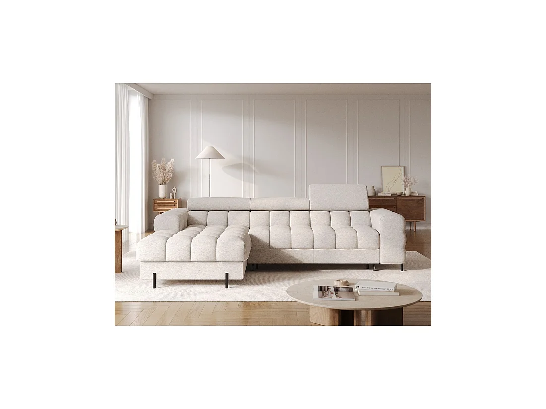 Canapé d'angle gauche convertible Beige allure contemporaine 285x99x181cm FILTRO