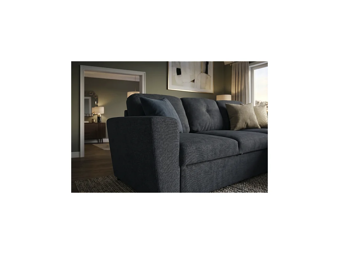 Canapé d'angle CALDERO convertible 3 places avec coffre – Gris foncé – 245 x 90 x 155 cm