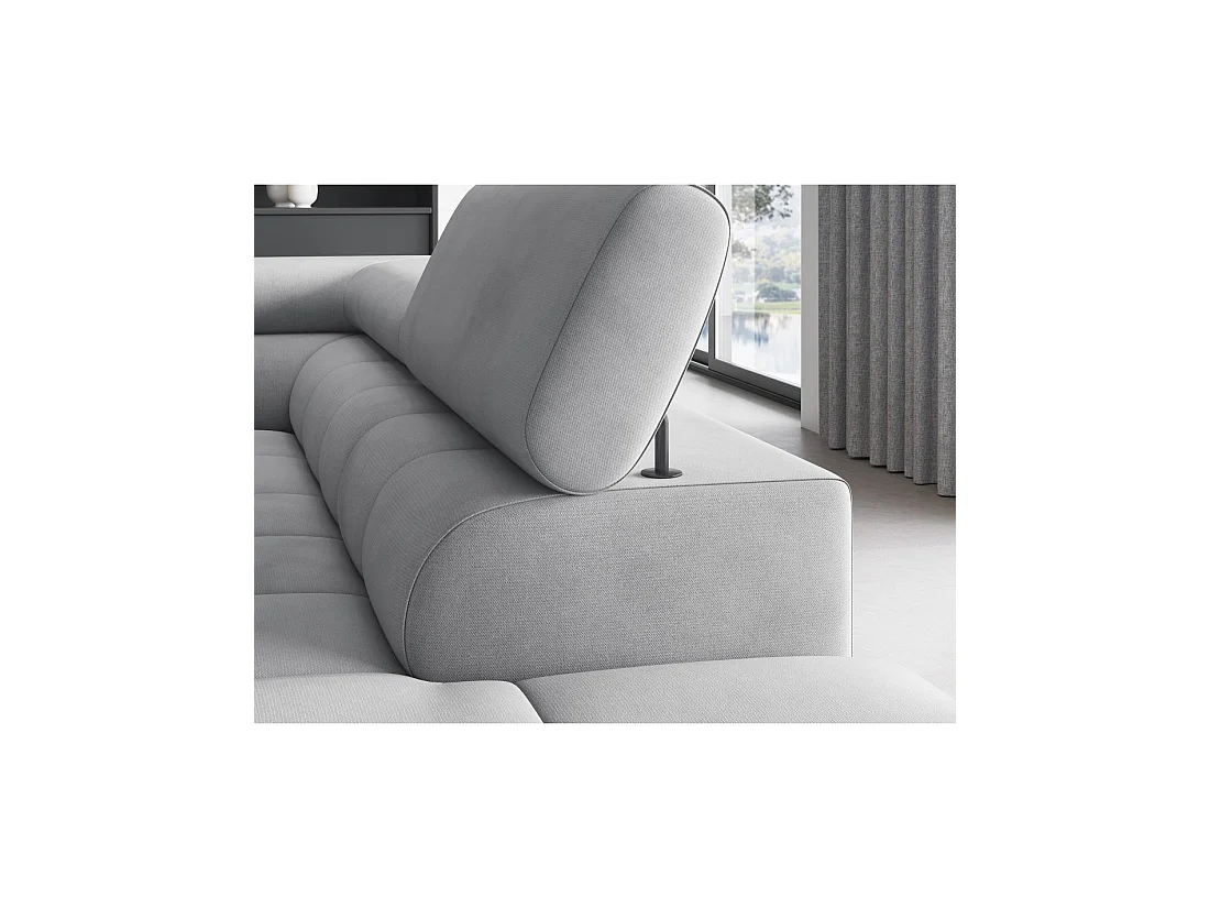 Canapé FERRUM Gris clair convertible 5 places angle droit pieds métal 276x93x200cm