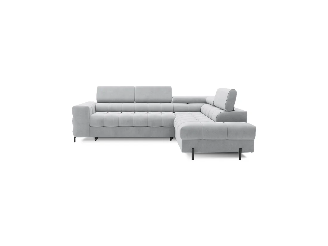 Canapé FERRUM Gris clair convertible 5 places angle droit pieds métal 276x93x200cm