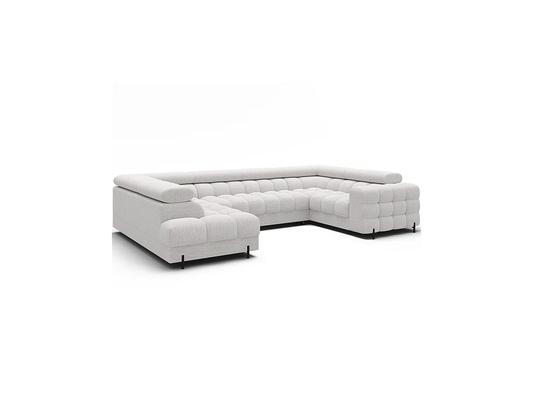 Canapé panoramique convertible FACTORY 3 places blanc – angle gauche avec coffre