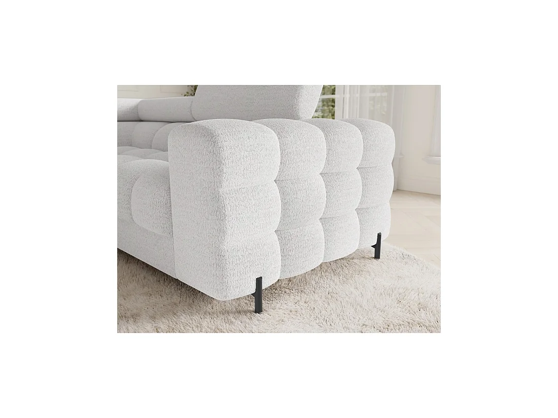 Canapé panoramique convertible FACTORY 3 places blanc – angle gauche avec coffre