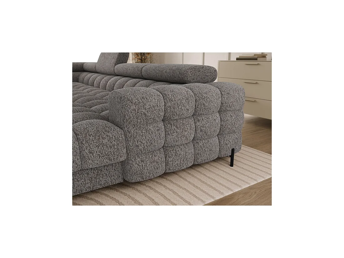 Sofá panorámico convertible Gris claro jaspeado ángulo izquierdo FERARIA 358x93x202cm