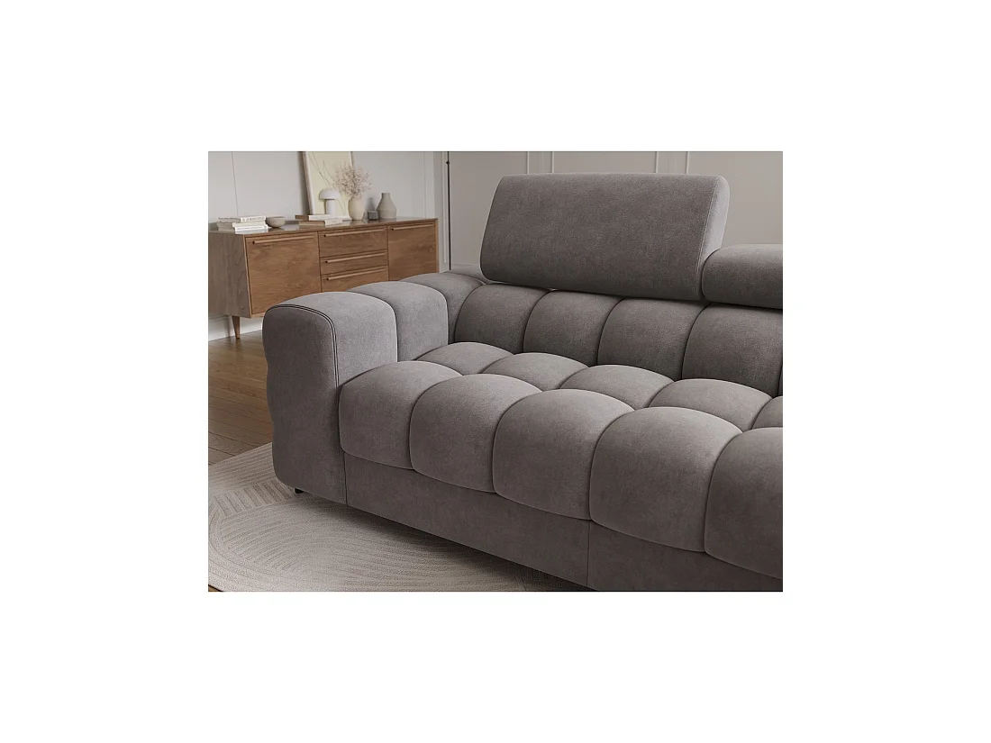 Canapé d'angle droit convertible Gris foncé chiné design élégant 285x99x181cm FILTRO