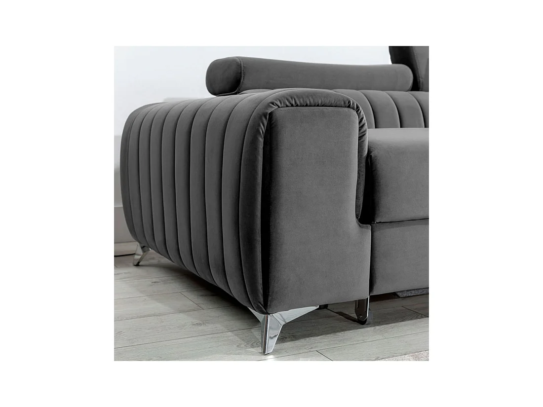 Canapé d'angle droit Gris foncé convertible 3 places JAYSON avec couchage