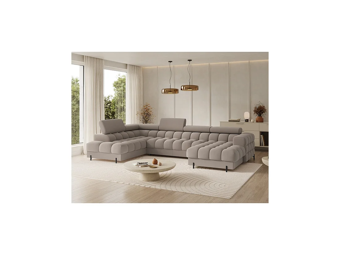 Canapé panoramique convertible Beige angle gauche FERARIA 358x93x202cm