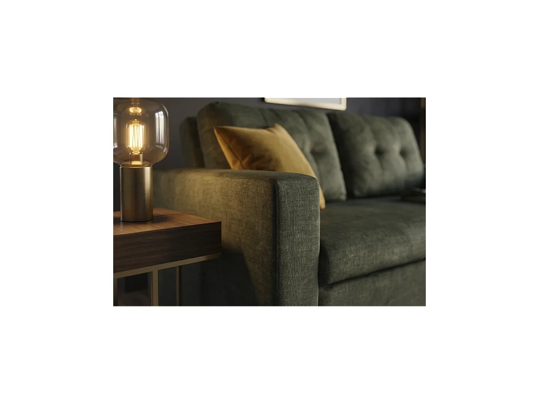 Canapé PRESTO convertible 2 places en velours – Vert foncé – 142 x 82 x 86 cm