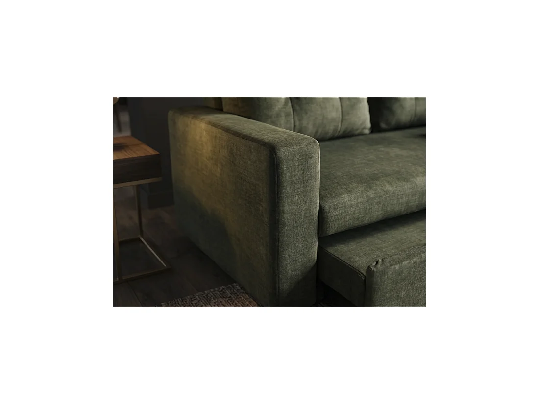 Canapé PRESTO convertible 2 places en velours – Vert foncé – 142 x 82 x 86 cm