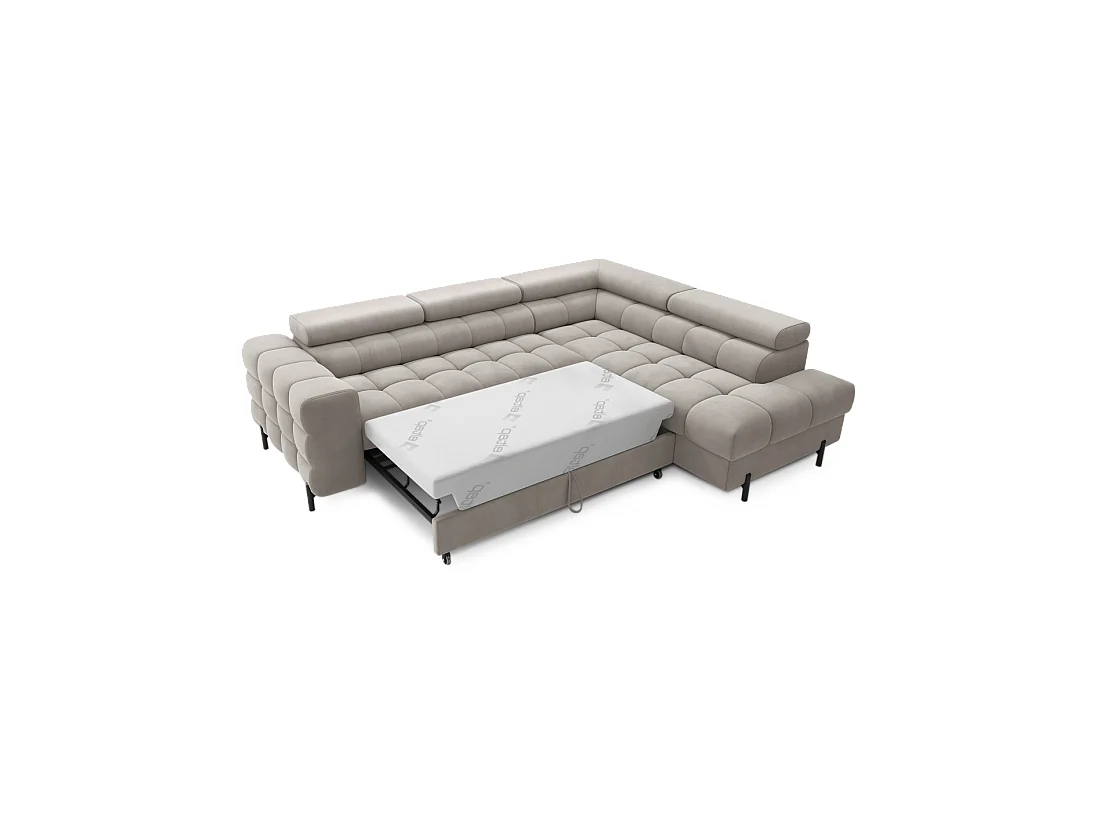 Canapé d'angle droit FERRUM Beige avec coffre salon familial 276x93x200cm