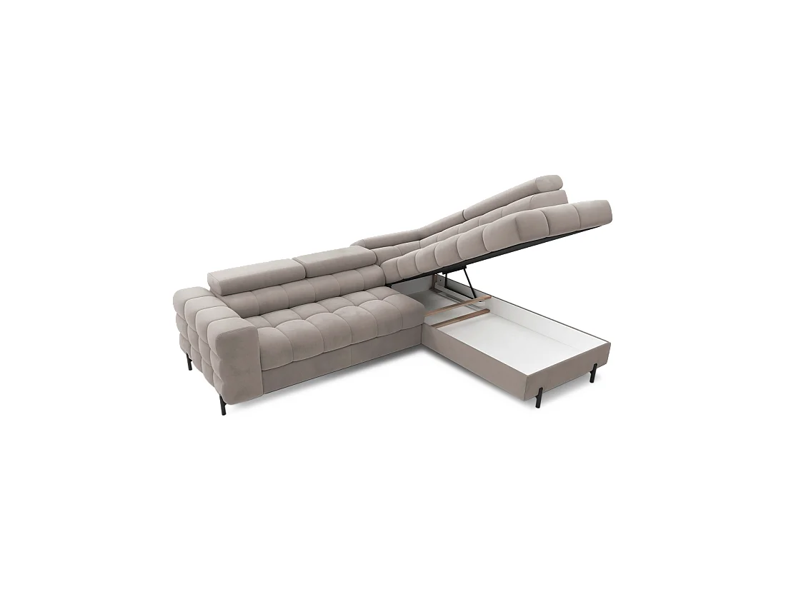 Canapé d'angle droit FERRUM Beige avec coffre salon familial 276x93x200cm
