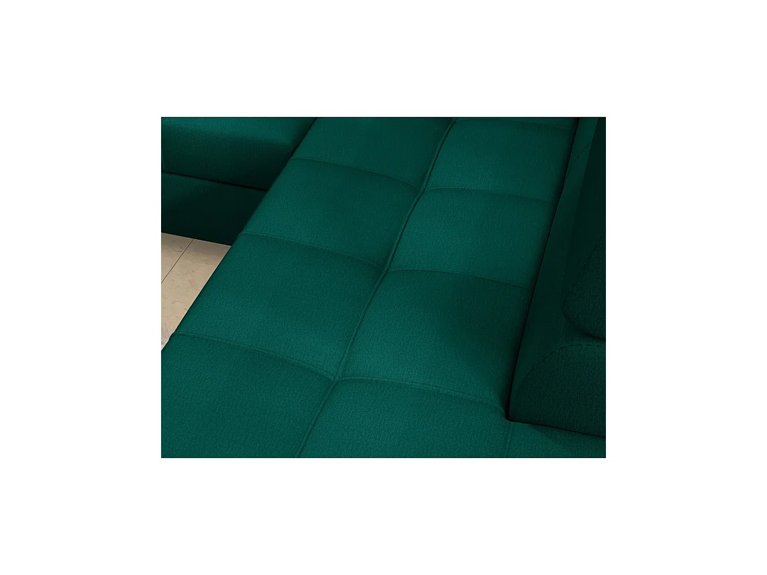 Canapé d'angle convertible PALAZZO 4 places vert foncé – angle gauche avec 1 coussin