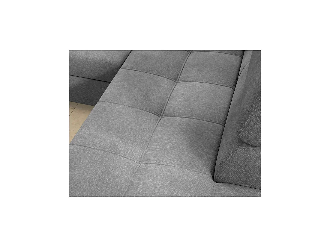 Canapé d'angle convertible PALAZZO 4 places gris clair – angle gauche avec coffre
