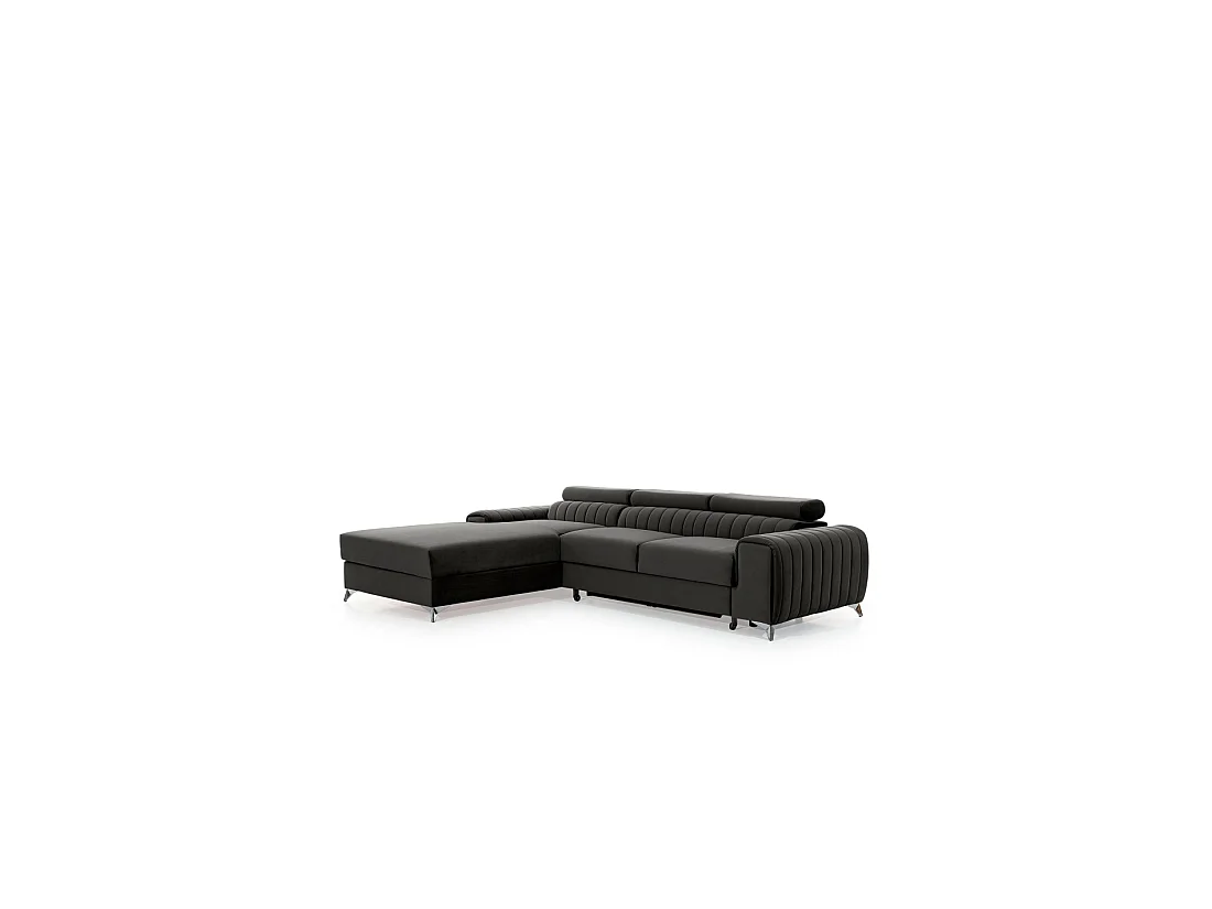 Canapé d'angle gauche Gris foncé convertible 3 places JAYSON grand confort